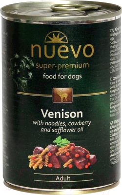Влажный корм для собак Nuevo Dog Adult Venison & Noodles & Cowberry / 95001 (400г)