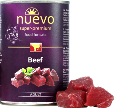 Влажный корм для кошек Nuevo Adult Beef / 95111 (400г)