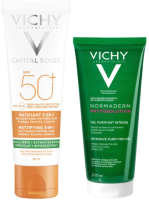 

Набор косметики для лица Vichy, Capital Soleil SPF50 Матирующий+3в1+Гель для умывания Normaderm