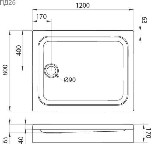 Купить Душевой поддон Triton Прямоугольный ПД26 120x80x17 в Молодечно