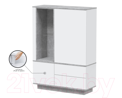 Шкаф Интерлиния Quartz QZ-ШК2 (белый платинум/бетон)
