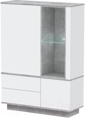 Шкаф Интерлиния Quartz QZ-ШК2 с подсветкой (белый платинум/бетон)