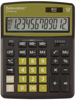 Калькулятор Brauberg EXTRA-12-BKOL / 250471 (черный/оливковый)