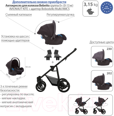 Детская универсальная коляска Bebetto Explorer 2 в 1 черная рама (01)