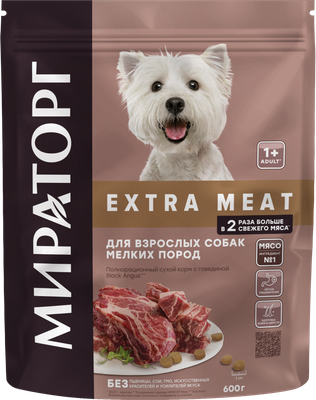 

Сухой корм для собак, Extra Meat для взр. собак мелк. пород с говядиной / 1010024076