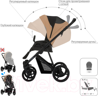 Детская универсальная коляска Bebetto Flavio Pro 2 в 1 черная рама (03)