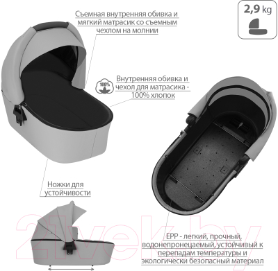 Изображение товара Детская универсальная коляска Bebetto Flavio Pro 2 в 1 черная рама (06)