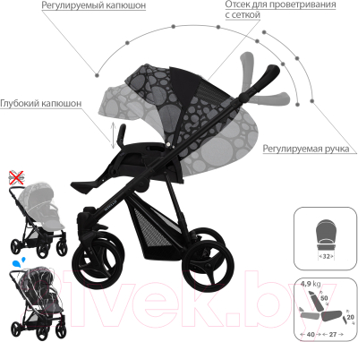 Детская универсальная коляска Bebetto Nitello 2 в 1 черная рама (09)