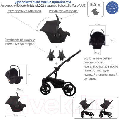 Детская универсальная коляска Bebetto Torino 2 в 1 черная рама (07)