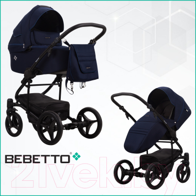 Детская универсальная коляска Bebetto Torino Tex 2 в 1 черная рама (04)