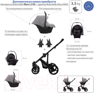 Детская универсальная коляска Bebetto Magnum Lux 2 в 1 черная рама (04)