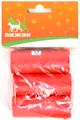 Пакеты для выгула собак Пижон 7110503 (3x15, красный)