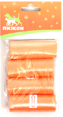 Пакеты для выгула собак Пижон 7110506 (4x15шт, оранжевый)