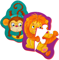 Развивающий игровой набор Vladi Toys Baby Puzzle Львенок и обезьянка / VT3208-07 - 