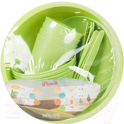 Набор пластиковой посуды Berossi Picnic LM ИК 79380000 (майская зелень)