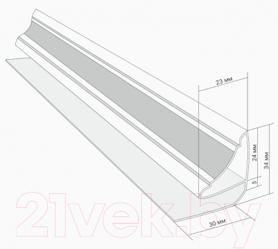 Плинтус потолочный STELLA Для ПВХ панелей 5мм (3м)