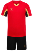 Футбольная форма Kelme Short-Sleeved Football Suit / 8251ZB3002-600 (р.130, красный/черный) - 