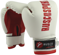 Боксерские перчатки RuscoSport 10oz (белый/красный) - 