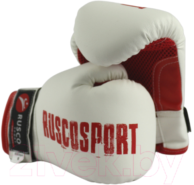 Боксерские перчатки RuscoSport 10oz (белый/красный)