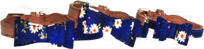 Ошейник Camon DC167/C (кожаный с синей бабочкой в цветочки)