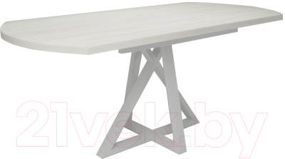 Обеденный стол Дабер 017 раздвижной / С17Р.12.1.10 (опора металл белый/дуб крафт белый)
