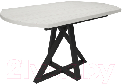 Обеденный стол Дабер 017 раздвижной / С17Р.12.2.10 (опора металл черный/дуб крафт белый)