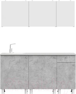 Готовая кухня NN мебель КГ-1 1600 (белый/белый/цемент светлый/антарес)