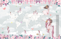 

Фотообои листовые Citydecor, Princess Карта мира с ростомером 16 с защитным покрытием