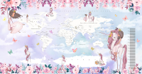 

Фотообои листовые Citydecor, Princess Карта мира с ростомером 17 с защитным покрытием