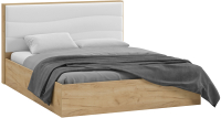 Двуспальная кровать ТриЯ Миранда с ПМ Тип 1 160x200 (дуб крафт золотой/белый глянец) - 
