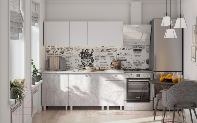 Готовая кухня NN мебель КГ-1 1800 (белый/белый/цемент светлый/антарес)