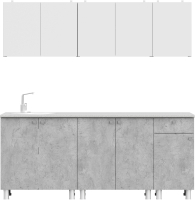 Кухонный гарнитур Mio Tesoro КГ-1 2000 (белый/белый/цемент светлый/антарес) - 