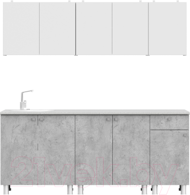 Готовая кухня NN мебель КГ-1 2000 (белый/белый/цемент светлый/антарес)