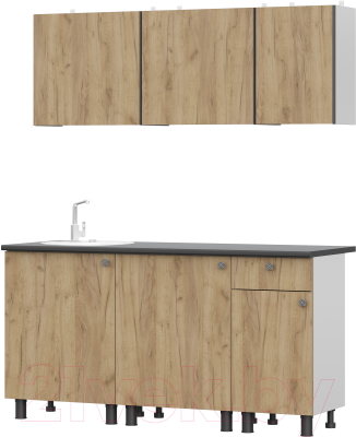 Готовая кухня NN мебель КГ-1 1600 (белый/дуб золотой/черный)