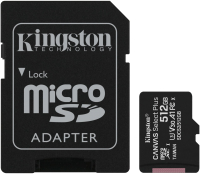 Карта памяти Kingston MicroSDXC Canvas Select Plus 100R Class 10 UHS-I U3 SDCS2/512GB (с адаптером ) - 