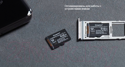 Карта памяти Kingston MicroSDXC Canvas Select Plus 100R Class 10 UHS-I U3 SDCS2/512GB (с адаптером )