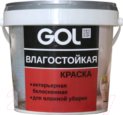 Краска GOL GOL Expert Акриловая влагостойкая для стен (3кг, белоснежный)