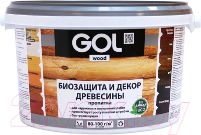 Пропитка для дерева GOL Wood Aqua Защитно-декоративная (10кг, иней)
