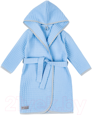 Халат детский Amarobaby Waffle с капюшоном / AB-OD22-WAF2502/19-110 (голубой, р. 110)