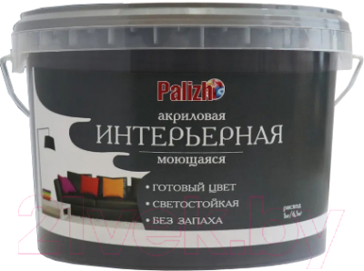 Краска Palizh Акриловая интерьерная моющаяся (3.3кг, графит)