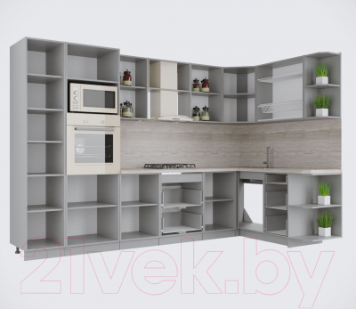 Купить Кухонный гарнитур Интерлиния Мила Крафт 1.68x3.2 правая в Бобруйске