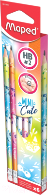 Набор простых карандашей Maped Mini Cute / 851808 (6шт)