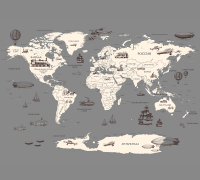 Фотообои листовые Vimala Серая карта мира (270x300) - 