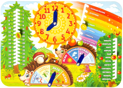 Развивающая игрушка WoodLand Toys Часы-календарь. Лесная сказка / 094111