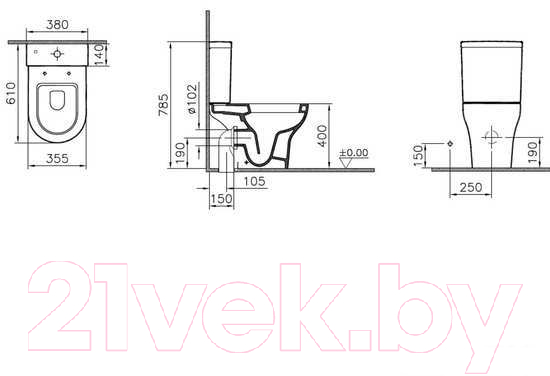 Унитаз напольный VitrA Zentrum 5781B003-0075