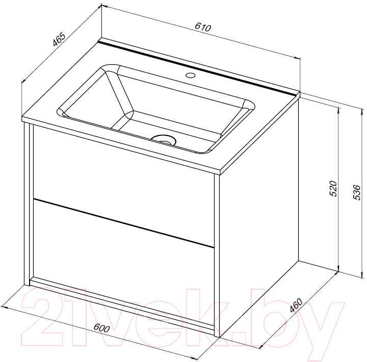 Тумба с умывальником Aquanet Lino 60 / 298572