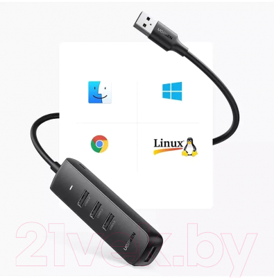 USB-хаб Ugreen 80657 (1м, черный)