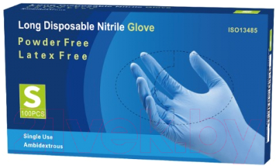 Перчатки одноразовые Nitrile Gloves Long NitrileExam (S, 100шт)