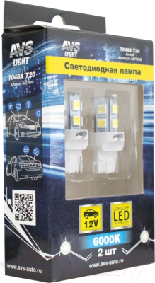 Комплект автомобильных ламп AVS T048A T20 / A07194S (2шт, белый)