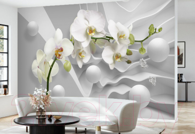 Фотообои листовые Vimala 3D Орхидея и шары (270x400)